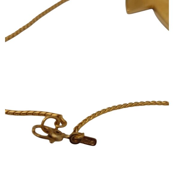 Vintage Monet Enamel Gold Tone Necklace Navy Signed Statement Estate - Picture 5 of 6